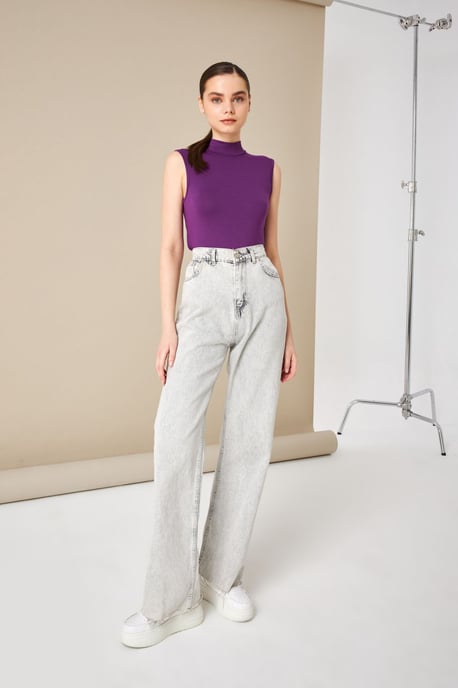 Bipantolon Blusa de mujer sin mangas con cuello vuelto medio - Image 5