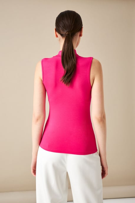 Bipantolon Blusa de mujer sin mangas con medio cuello vuelto - Image 4