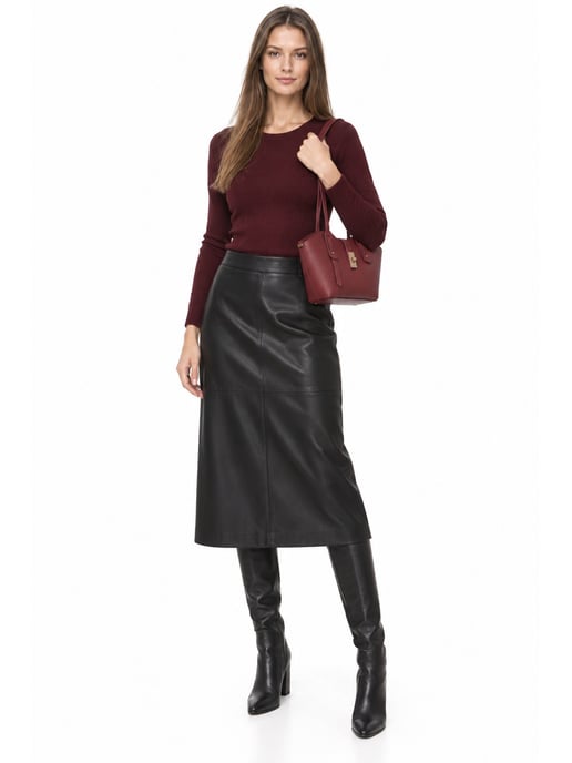 Anna Luchini Rojo y Vinoa Bolso de cuero - Image 3