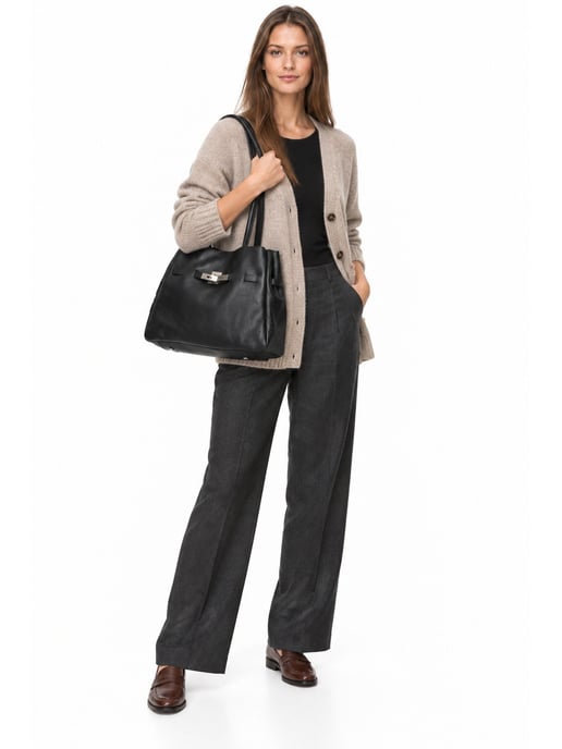 Anna Luchini Negro Bolso de cuero - Image 6