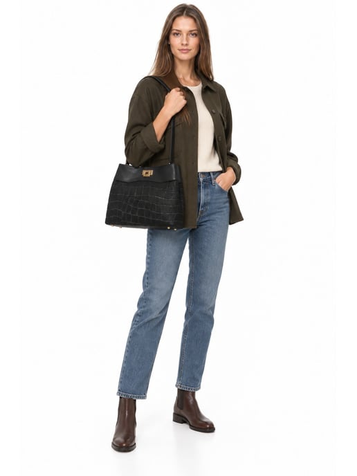 Anna Luchini Negro Bolso de cuero - Image 6