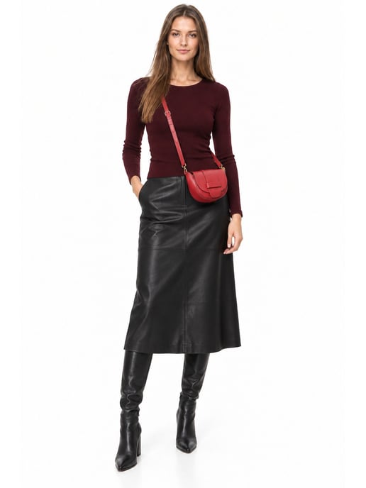 Anna Luchini Rojo Bolso de cuero - Image 6