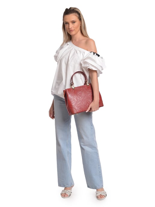 Anna Luchini Rojo Bolso de cuero - Image 5
