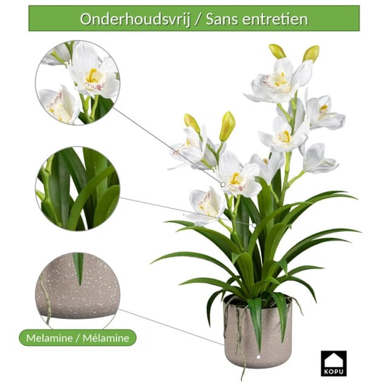Kopu ® orquídea artificial 58 cm – en maceta de melamina gris Cymbidium - Image 3