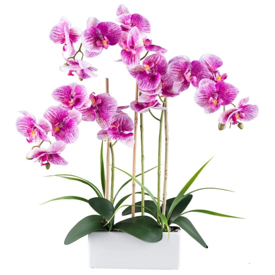 Kopu ® orquídea artificial 58 cm – 3 tallos maceta blanca Phalaenopsis - Image 1