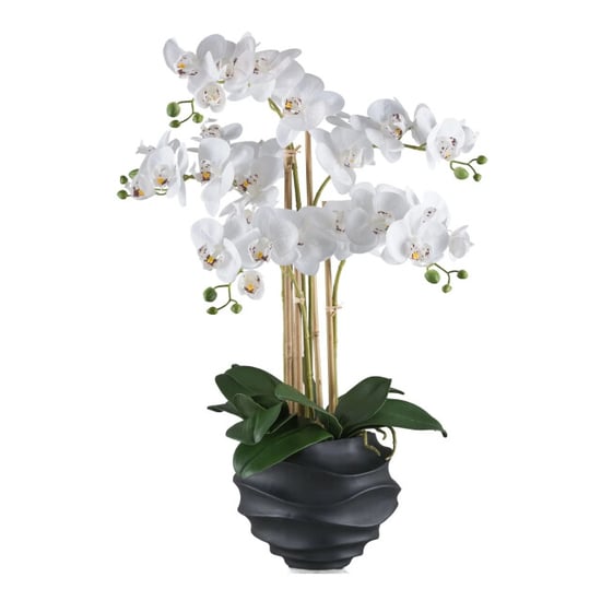 Kopu ® orquídea artificial 70 cm - 5 tallos maceta negra Phalaenopsis - Image 1