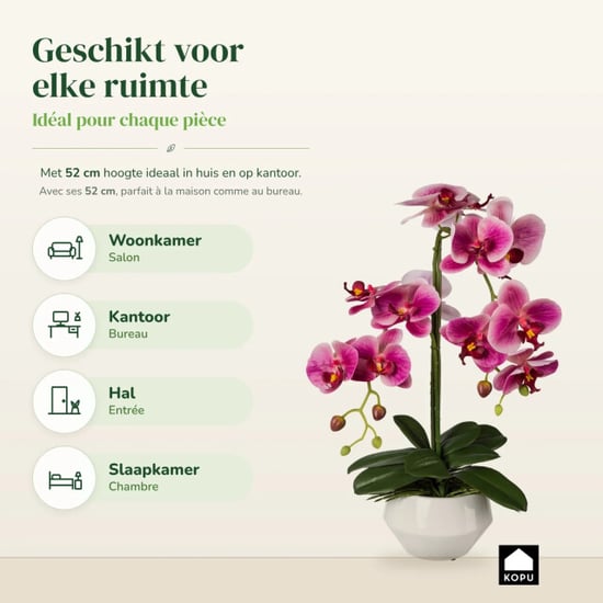 Kopu ® orquídea artificial 52 cm – maceta blanca phalaenopsis - Image 3