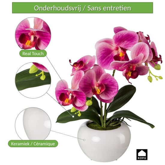 Kopu ® orquídea artificial 35 cm – maceta blanca phalaenopsis - Image 4
