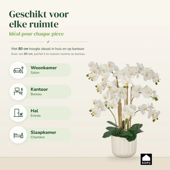 Kopu ® orquídea artificial 80 cm – 9 ramas en maceta phalaenopsis - Image 2