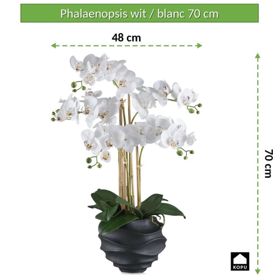 Kopu ® orquídea artificial 70 cm - 5 tallos maceta negra Phalaenopsis - Image 3