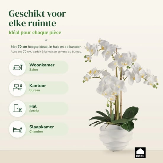 Kopu ® orquídea artificial 70 cm - 5 tallos en maceta phalaenopsis - Image 4
