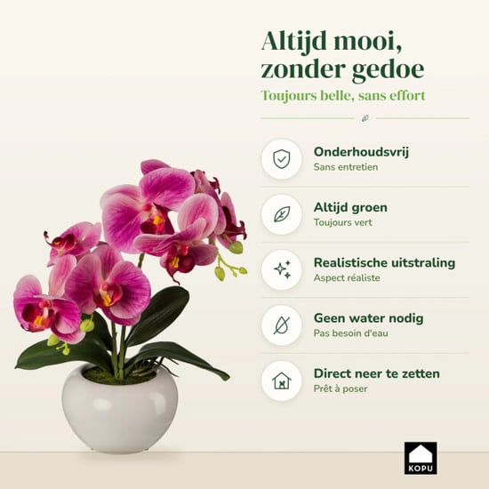 Kopu ® orquídea artificial 35 cm – maceta blanca phalaenopsis - Image 6