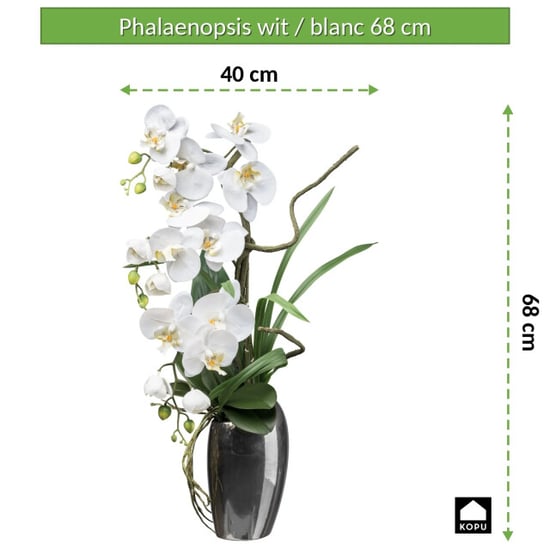 Kopu ® orquídea artificial 68 cm – phalaenopsis en jarrón plateado - Image 2