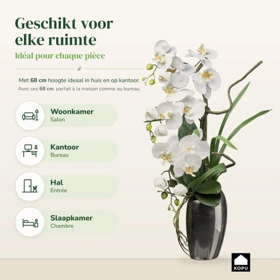 Kopu ® orquídea artificial 68 cm – phalaenopsis en jarrón plateado - Image 4