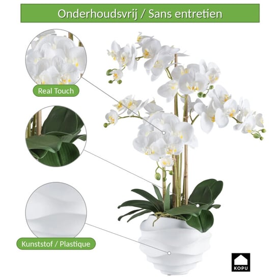 Kopu ® orquídea artificial 70 cm - 5 tallos en maceta phalaenopsis - Image 6