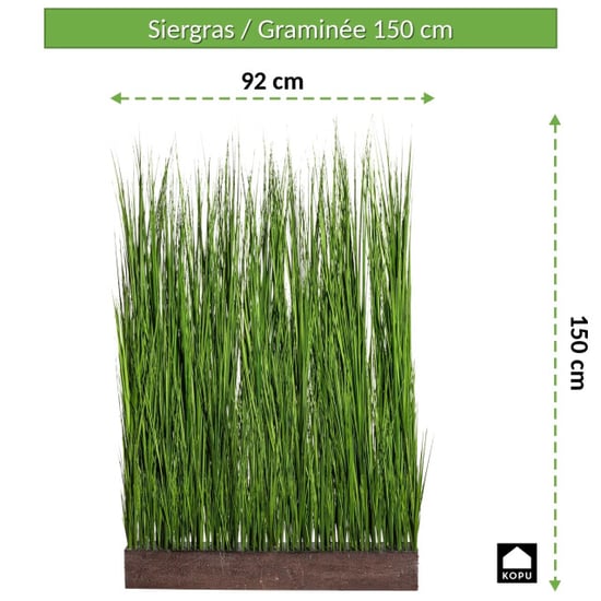 Kopu ® separador de ambientes de césped artificial de 150 x 92 cm, hierba ornamental en maceta - Image 5