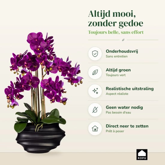 Kopu ® orquídea artificial 75 cm – jarrón negro phalaenopsis - Image 4