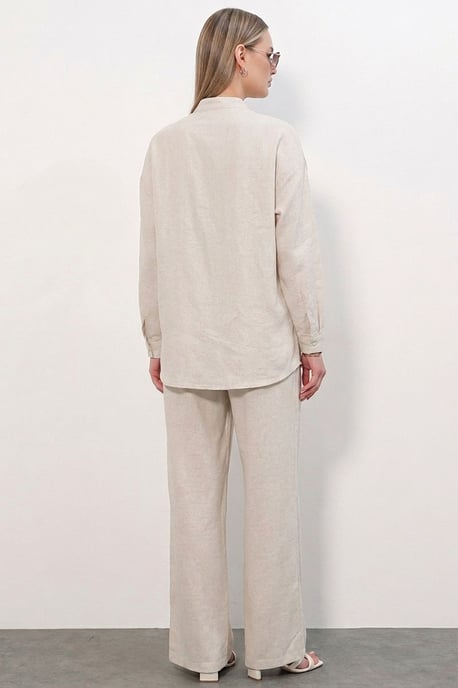 Conjunto de 2 piezas de túnica y pantalón con cuello mao - Image 3