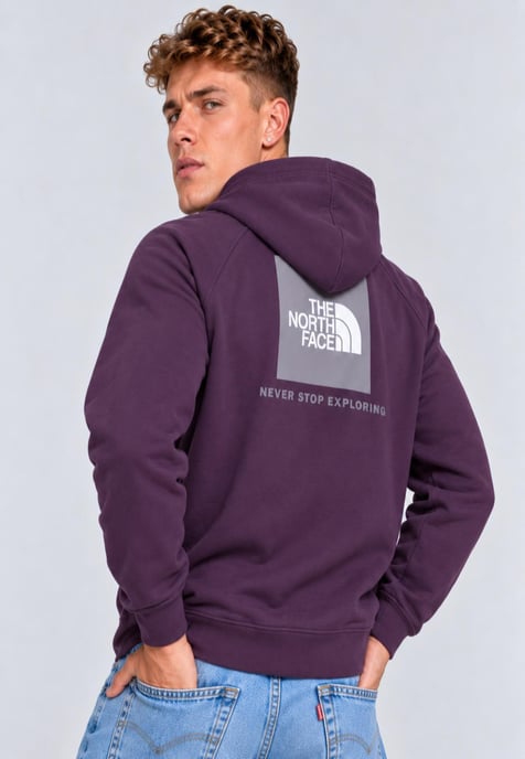 The North Face sudadera con capucha de hombre Raglan Graphic Box NSE tipo pulóver en morado - Image 4