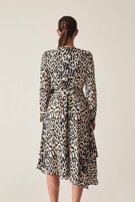 Vestido midi cruzado con estampado de leopardo - Image 2