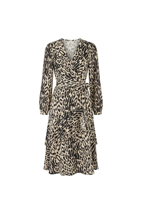 Vestido midi cruzado con estampado de leopardo - Image 5