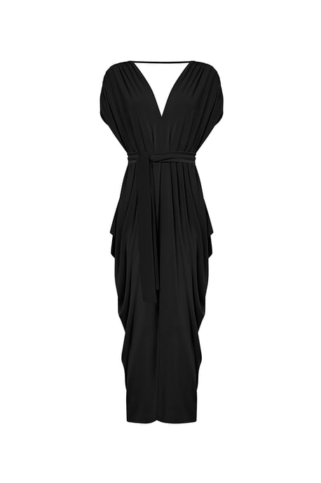 James Lakeland Vestido midi drapeado con espalda descubierta – Negro - Image 5