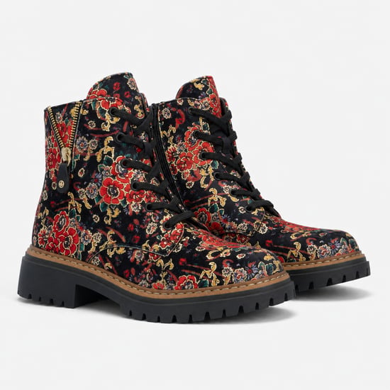 Rieker 72617 Botines de mujer Negros Estampado floral - Image 2
