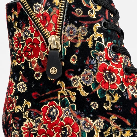 Rieker 72617 Botines de mujer Negros Estampado floral - Image 3