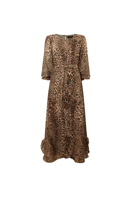 Vestido maxi de leopardo con bajo ondulado - Image 5