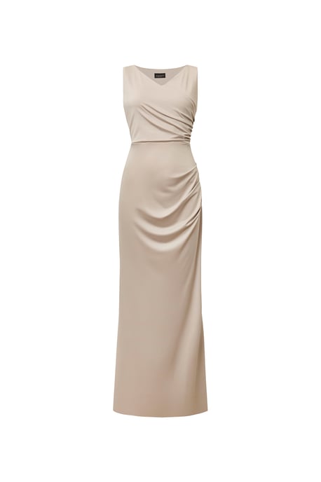 Vestido maxi crema con escote en V - Image 5