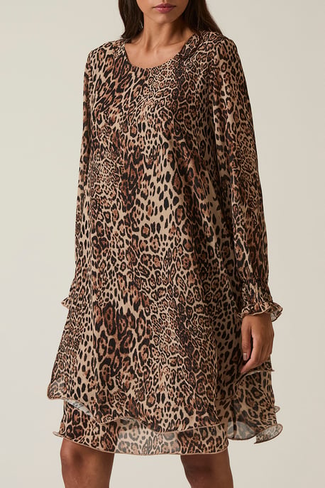 Vestido con estampado de leopardo y bajo ondulado - Image 3