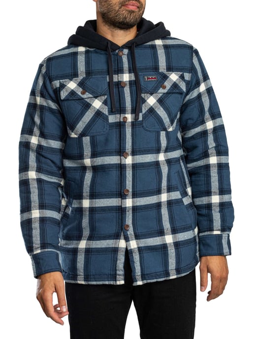 Superdry Sobrecamisa Con Capucha Forrada De Borrego, Azul - Image 1