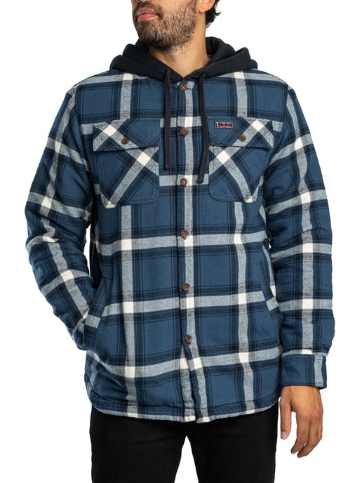 Superdry Sobrecamisa Con Capucha Forrada De Borrego, Azul - Image 2