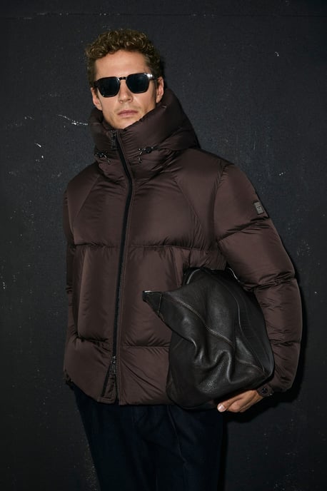 LUFIAN Chaqueta acolchada de plumón de ganso con capucha para hombre - Image 1