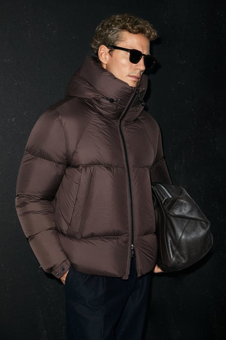LUFIAN Chaqueta acolchada de plumón de ganso con capucha para hombre - Image 2