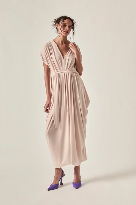 Fluid Drape Vestido Taupe - Image 1