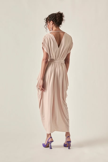 Fluid Drape Vestido Taupe - Image 2