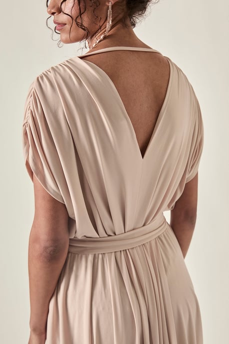 Fluid Drape Vestido Taupe - Image 3
