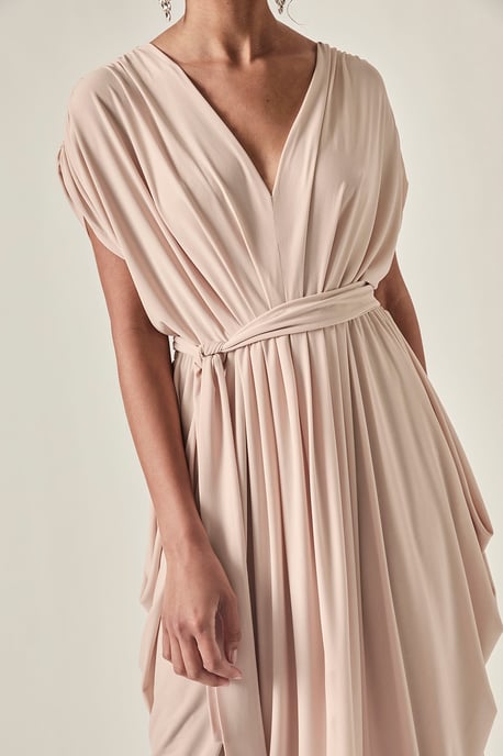 Fluid Drape Vestido Taupe - Image 4