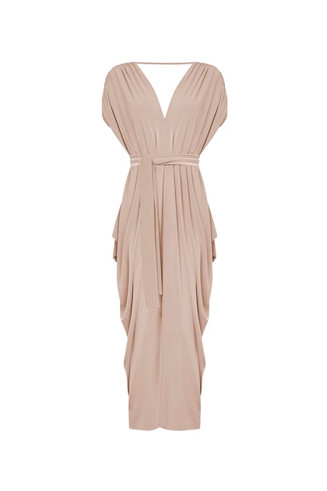 Fluid Drape Vestido Taupe - Image 5