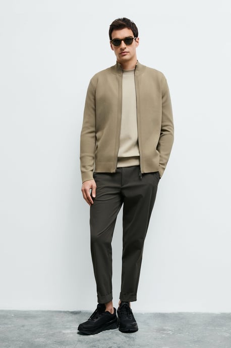 LUFIAN Cárdigan de punto para hombre con cuello mao y cremallera bidireccional - Image 2
