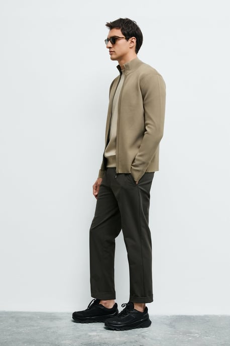 LUFIAN Cárdigan de punto para hombre con cuello mao y cremallera bidireccional - Image 4