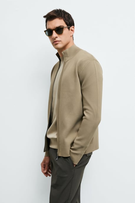 LUFIAN Cárdigan de punto para hombre con cuello mao y cremallera bidireccional - Image 5