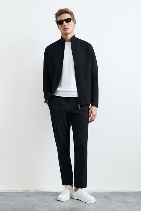 LUFIAN Cárdigan de punto para hombre con cuello mao y cremallera bidireccional - Image 2