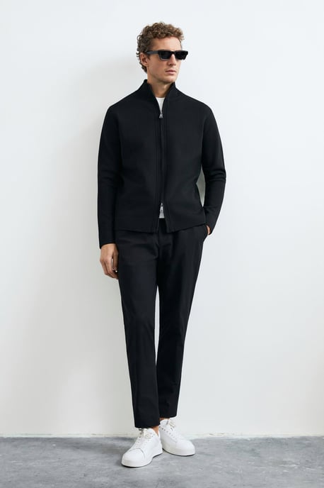 LUFIAN Cárdigan de punto para hombre con cuello mao y cremallera bidireccional - Image 3