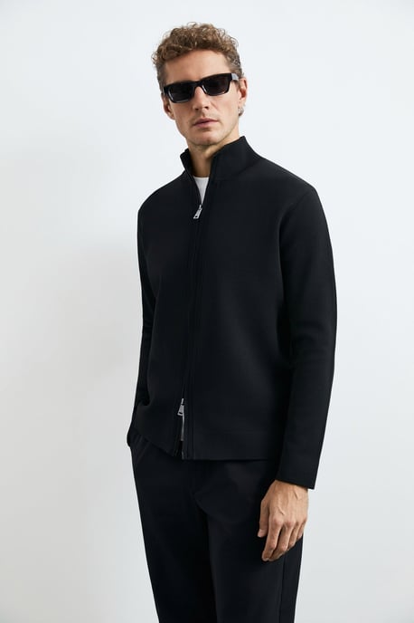 LUFIAN Cárdigan de punto para hombre con cuello mao y cremallera bidireccional - Image 4