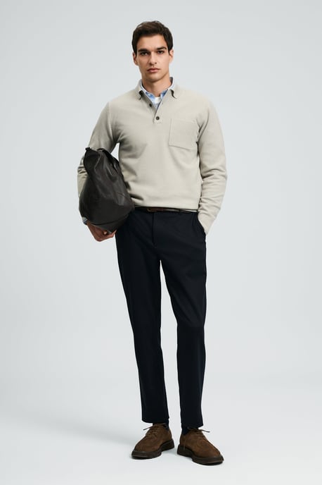 LUFIAN Jersey de punto tipo polo para hombre - Image 1