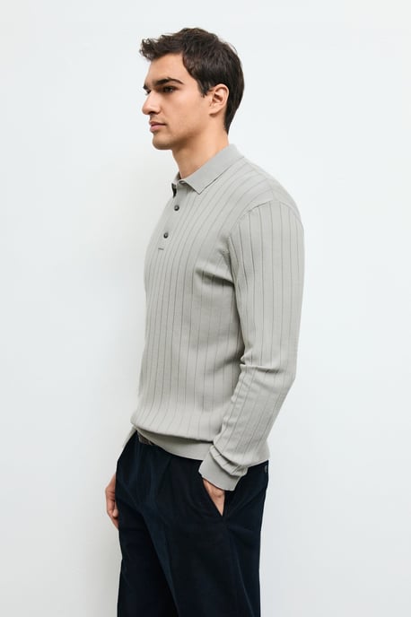 LUFIAN Jersey de punto tipo polo de manga larga para hombre - Image 5