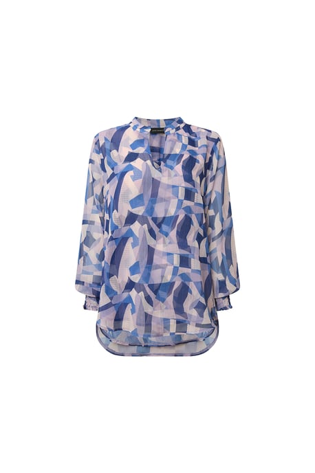 Blusa azul con estampado geométrico - Image 4