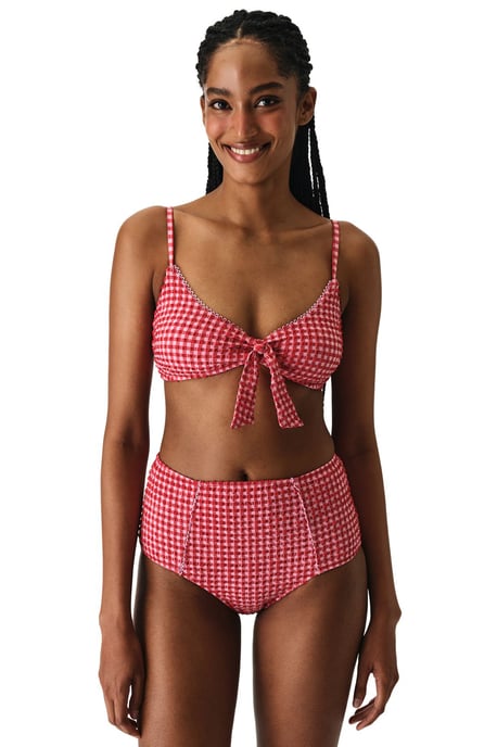 Top de bikini triangular con nudo, cuadros y textura Paulina - Image 5